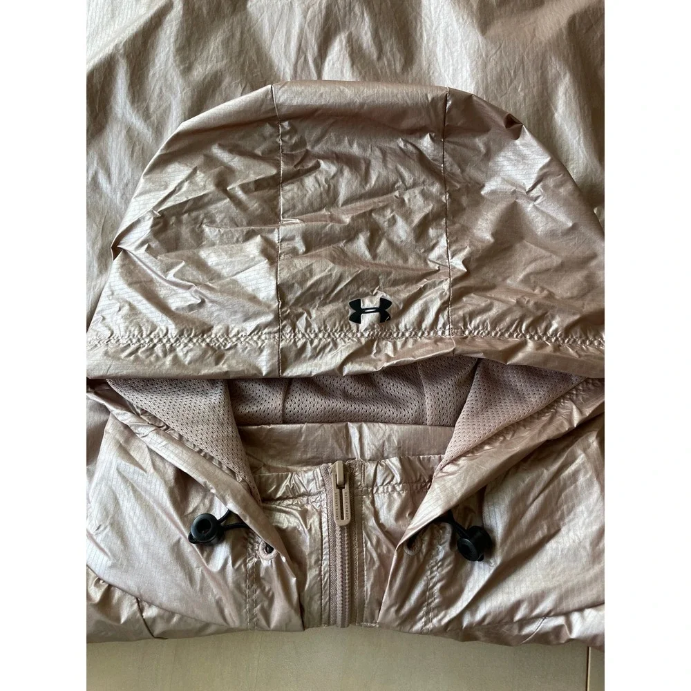 Under Armour Women's Unstoppable‎ Woven 1/2 Zip Pink Metallic Anorak Rain Jacket